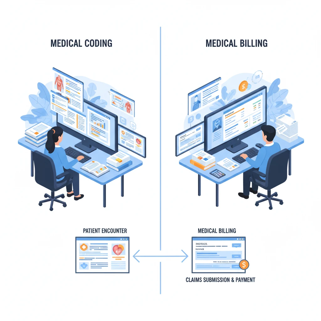 difference between medical billing and medical coding